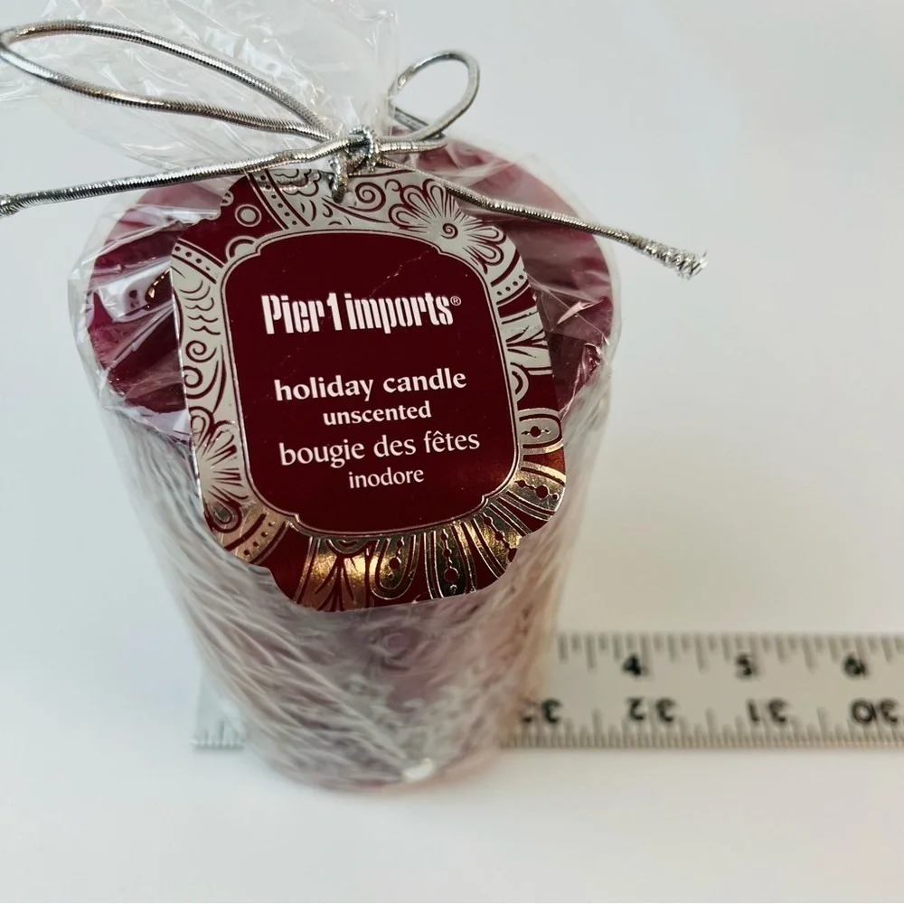 NEW Pier 1 Imports Snowflake Gem Holiday Glam Candles Deep Red/Burgundy Silver